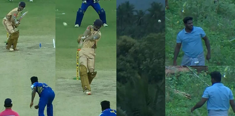 Watch: Man runs away with ball after batter hits six out of the ground
