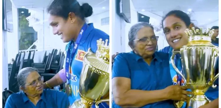 Watch: Sri Lanka skipper's emotional moments with mother after Women's Asia Cup win