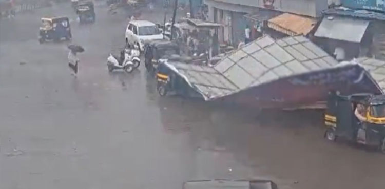 Watch: Billboard collapses on vehicles amid heavy rain