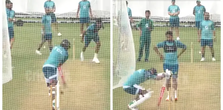 VIDEO: Babar Azam hit by Khurram Shahzad's delivery in nets