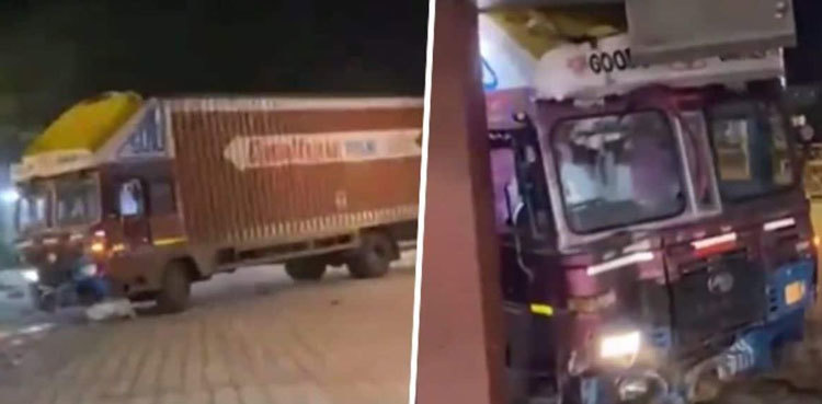 Watch: Truck driver rams into hotel after being denied food