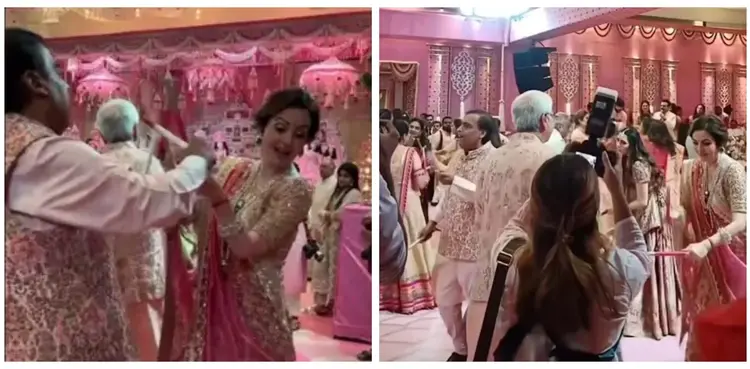 Mukesh Ambani, Nita Ambani Dandiya dance video goes viral - WATCH