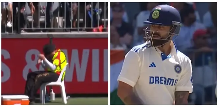 VIDEO: Virat Kohli’s six hits security guard on head in first Australia Test