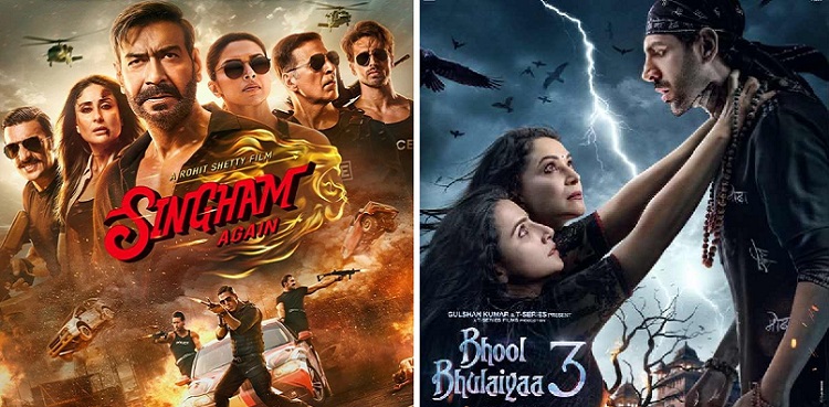 'Singham Again' roars past 'Bhool Bhulaiyaa 3' in Diwali clash