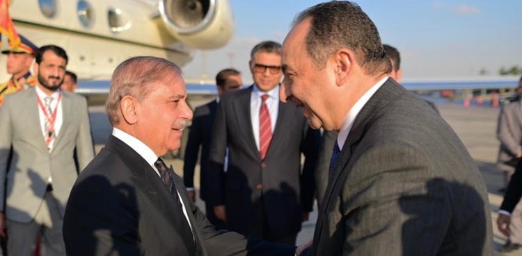 PM Shehbaz arrives in Cairo to attend D-8 Summit