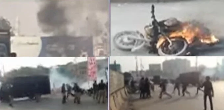 Police clash with MWM protesters at Karachi’s Numaish chowrangi