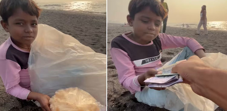 WATCH: Little boy selling papad on India beach left man speechless with his words