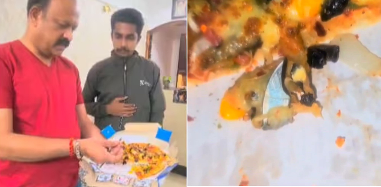 Man discovers knife’s pieces while eating pizza of a top brand