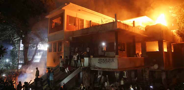 Bangladesh protesters torch ousted PM Sheikh Hasina's father's home