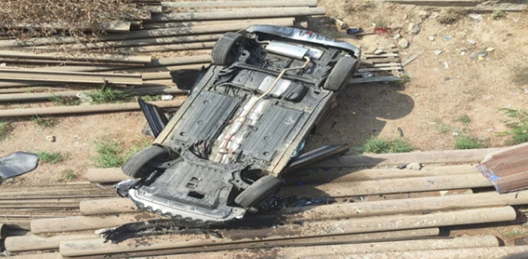 Two industrialists die as car falls off bridge after being hit by trailer