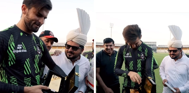 WATCH: Shaheen Afridi gets gold-plated iPhone 16 Pro as gift