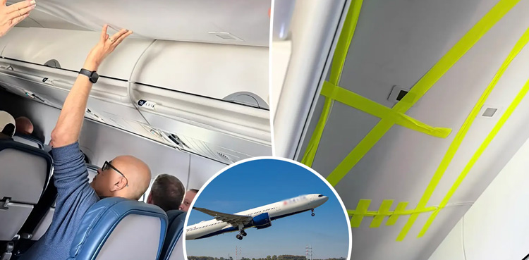 Plane ceiling collapses mid-air, viral video sparks outrage