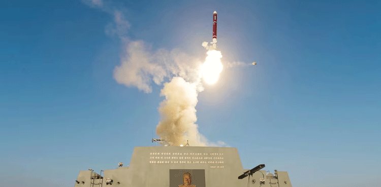 North Korea conducts first test firing of its new warship's weapons system