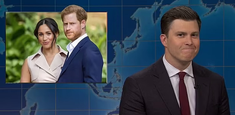 Harry and Meghan get a brutal surprise from Colin Jost on SNL stage