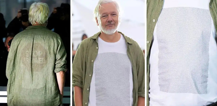Julian Assange’s Gaza tribute shirt steals Cannes spotlight