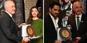 ‘Love Guru’ stars Mahira Khan, Humayun Saeed honoured in Dubai