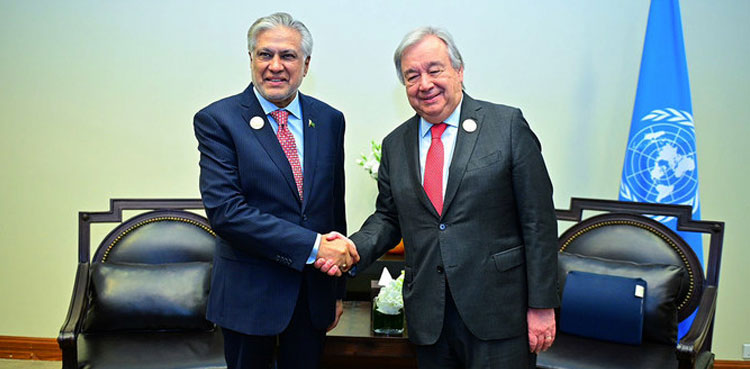 Pakistan committed to int’l peace, security, Ishaq Dar tells UN chief