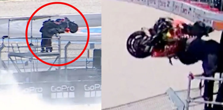 Viral video: Cameraman narrowly avoids fatal incident at MotoGP
