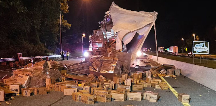 Highway collision in New Jersey spills M&M's across interstate 80