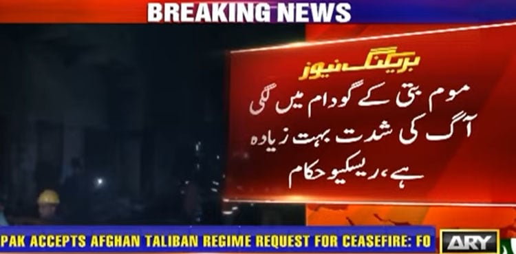 Massive fire guts candle warehouse in Karachi’s Shershah, over 25 houses destroyed