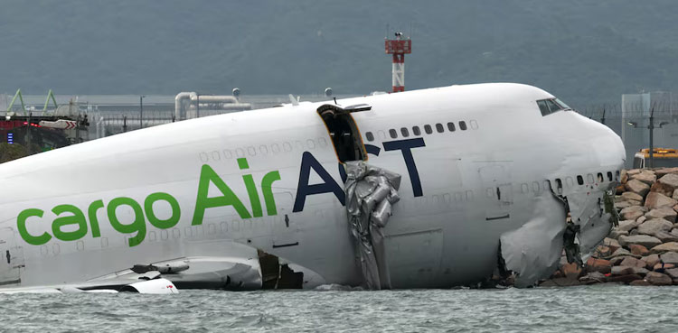 WATCH: Cargo plane slides off runway in Hong Kong, killing two airport staff