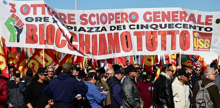 Thousands of Italians protest, strike for Gaza flotilla