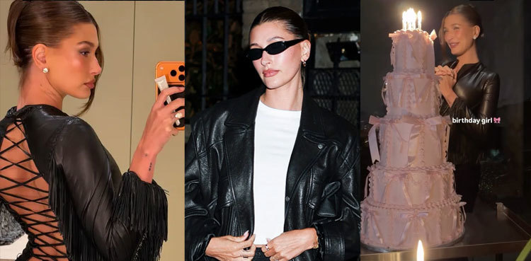 Hailey Bieber celebrates 29th birthday with 5-tier pink cake