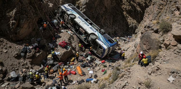 Bus accident kills at least 37 in southern Peru, official says