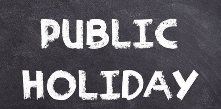 Holidays announced on Dec 1 and 2