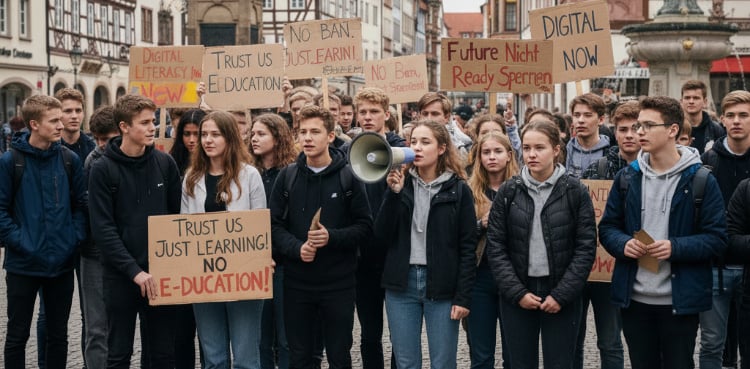 German students urge education over ban for teens on social media