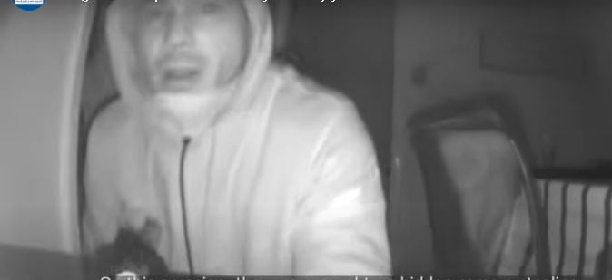 WATCH: Moment thief realises he is caught on camera