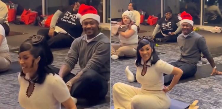 Cardi B, Stefon Diggs share smiles and yoga moves at Holiday wellness event