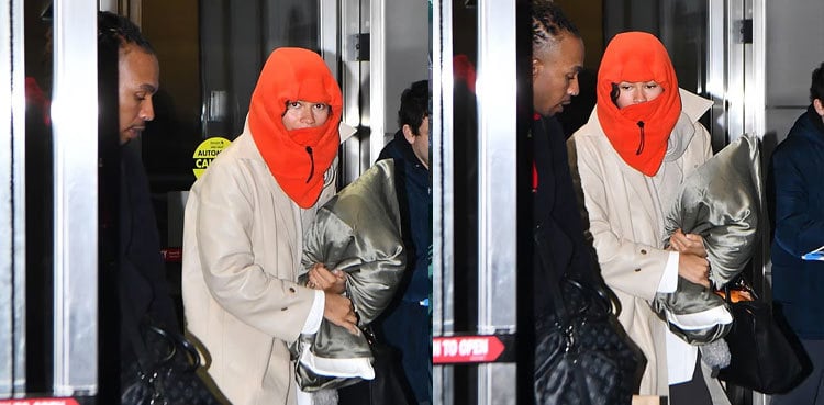Zendaya goes incognito in neon Balaclava while arriving at JFK