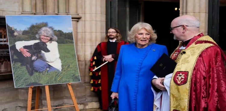 Queen Camilla and Rivals cast lead mourners at Dame Jilly Cooper’s memorial service