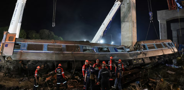At least 32 killed after crane falls on train in Thailand