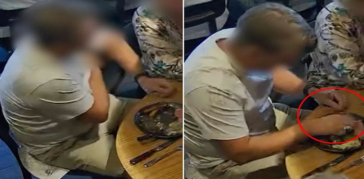 Dad caught ‘plucking armpit hair’ and placing it on food to get free meal