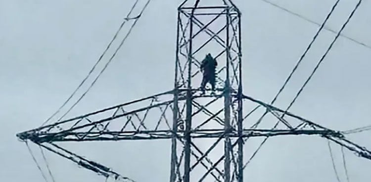 Man climbs pylon cutting power to 20,000 homes