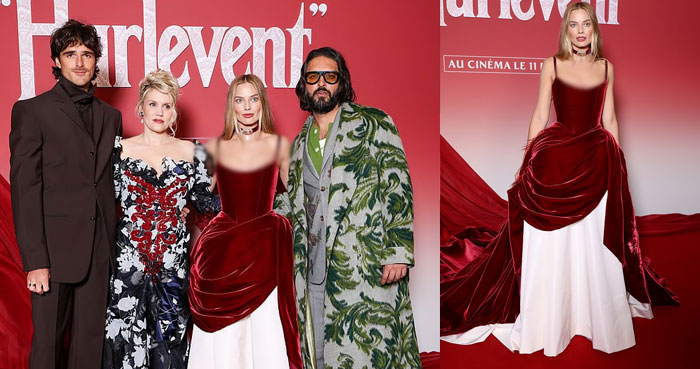 Margot Robbie paints town red in velvet Chanel gown at Wuthering Heights Paris premiere