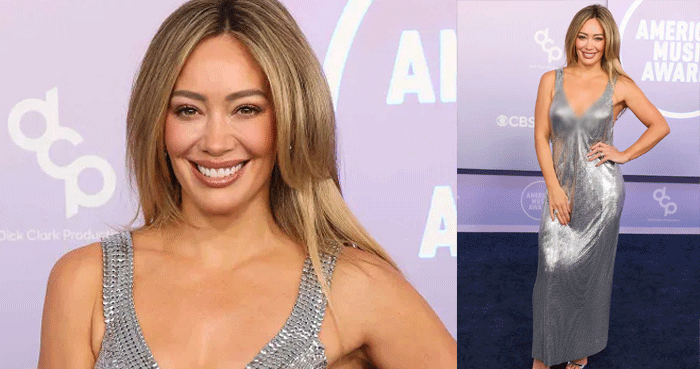 Hilary Duff returns to AMAs after 21 years in stunning silver gown