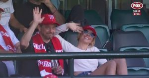 Sydney Sweeney enjoys Sydney Swans AFL game with her father