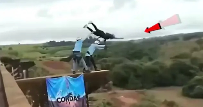 Woman thrown from bridge without secured bungee cord in Brazil
