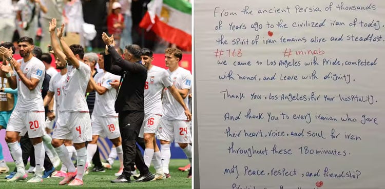 Iran’s classy World Cup gesture with handwritten Peace Note left in LA dressing room