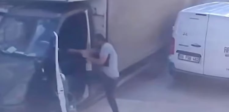Viral Video: Man jumps into driverless truck to stop disaster
