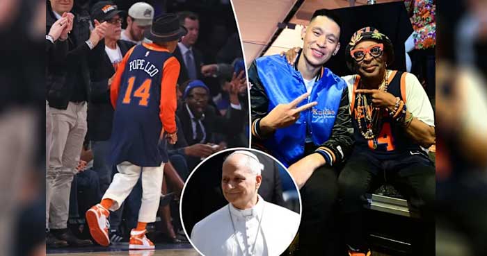 Spike Lee blessed with Pope Leo XIV’s sign jersey in NBA Finals look