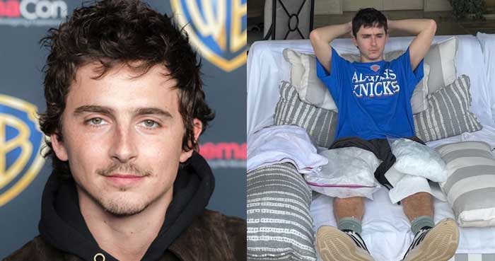 Timothee Chalamet gets injured during NBA final victory celebration