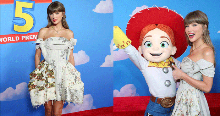 Taylor Swift stuns in whimsical white minidress at ‘Toy Story 5’ premiere