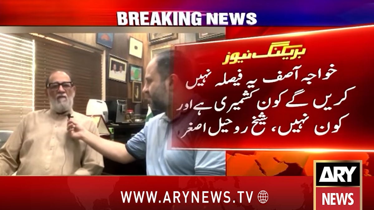 روہیل اصغر کا خواجہ آصف پر حملہ، کہا کہ وہ کشمیری ہونے کا تعین نہیں کر سکتے