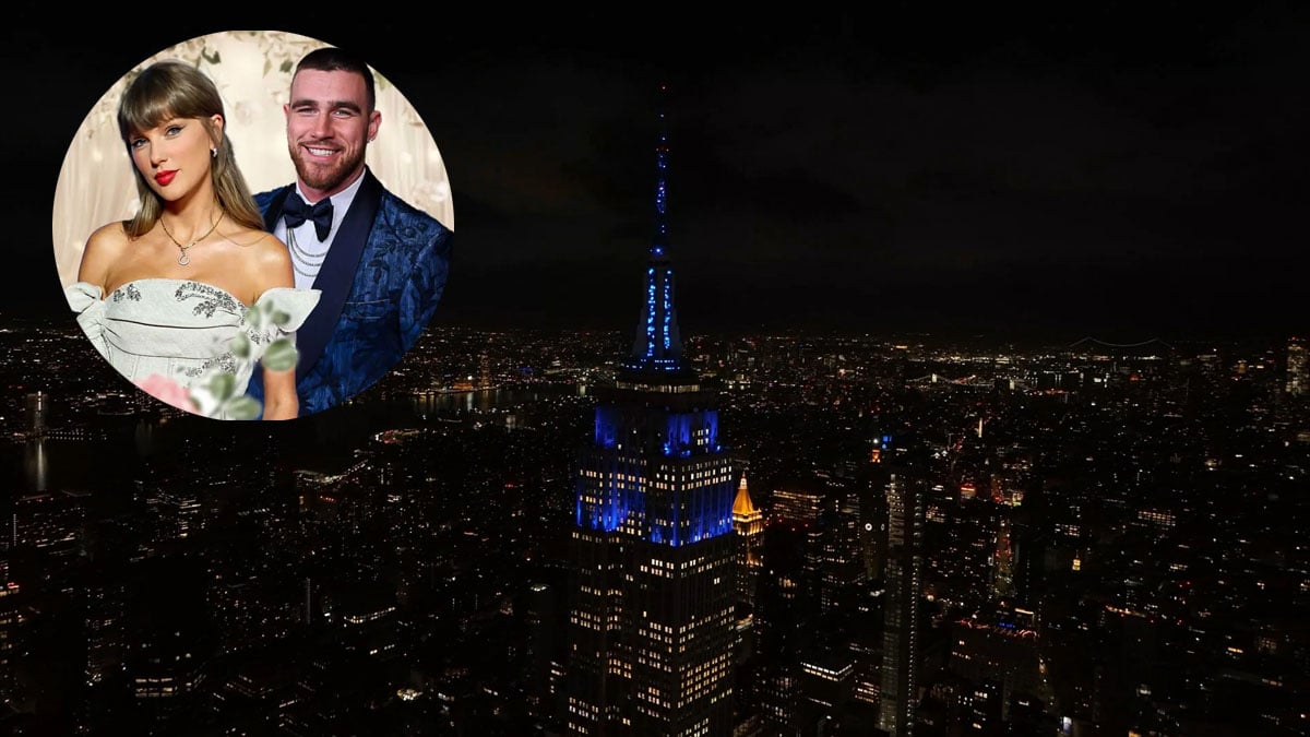 Empire State Building glows blue for Taylor Swift and Travis Kelce's wedding