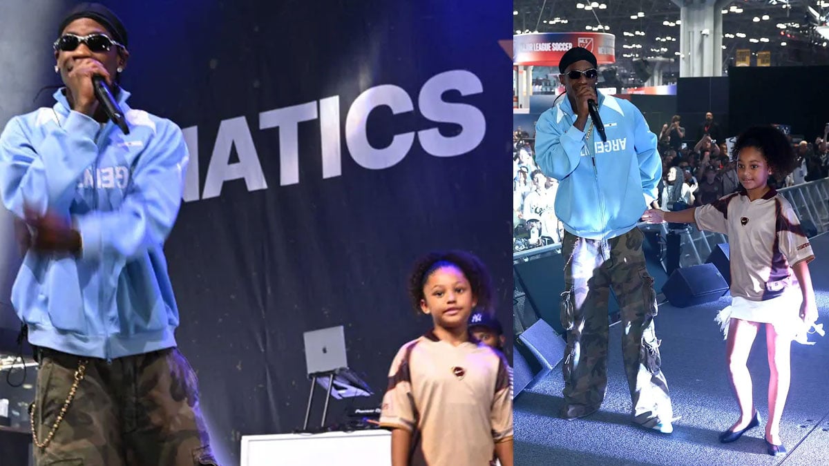 Travis Scott brings daughter Stormi onstage during Fanatics Fest performance