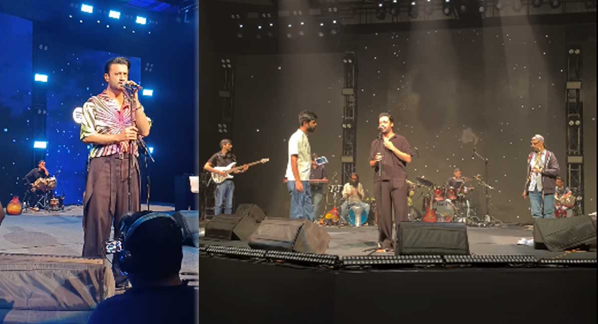 Fahad Mustafa, Talha Anjum and Asim Azhar perform with Atif Aslam at 'Subah Aye Na' concert